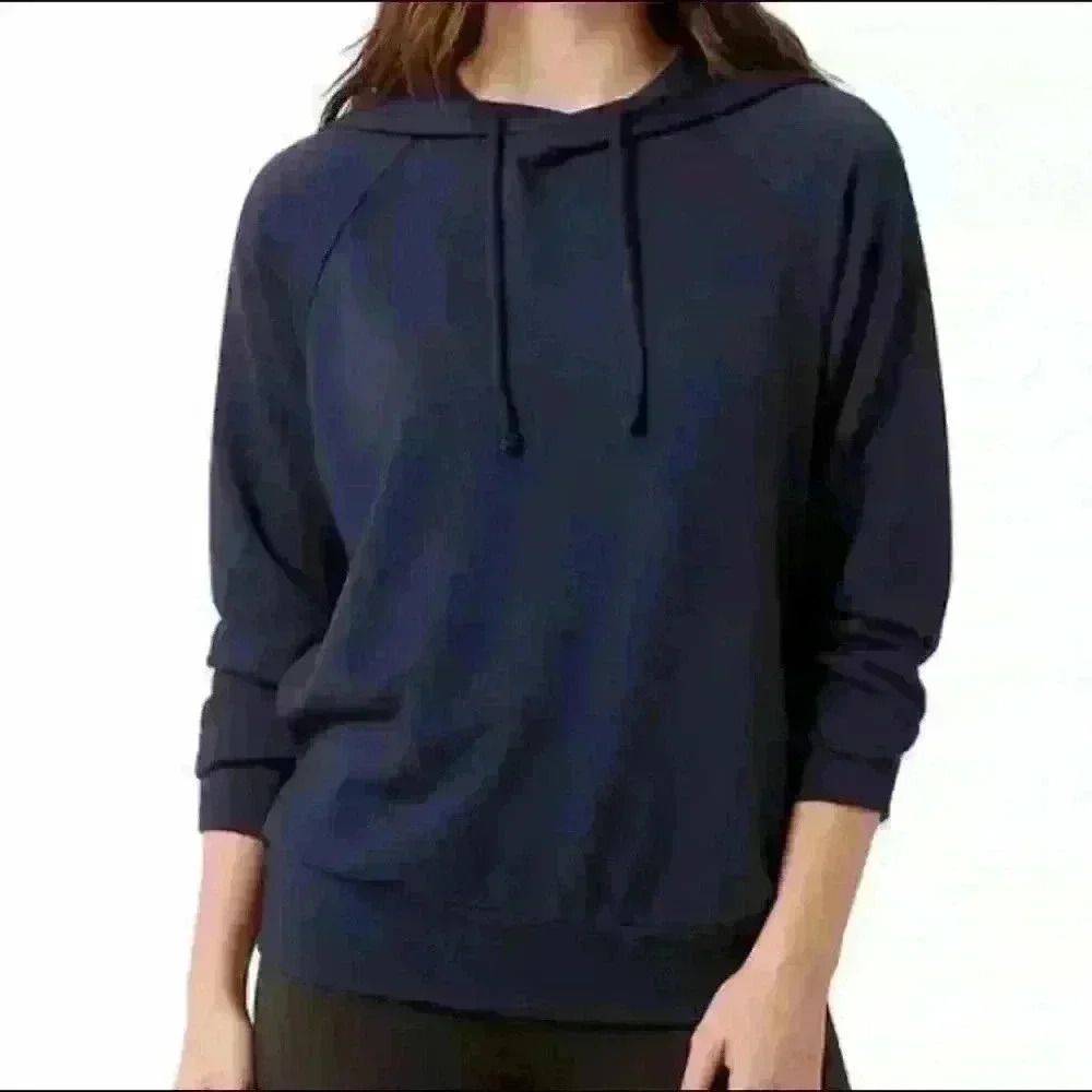 Eddie Bauer Ultrasoft 4 Way Stretch Pullover Hoodie Sweatshirt Navy Blue Size S - Picture 8 of 8